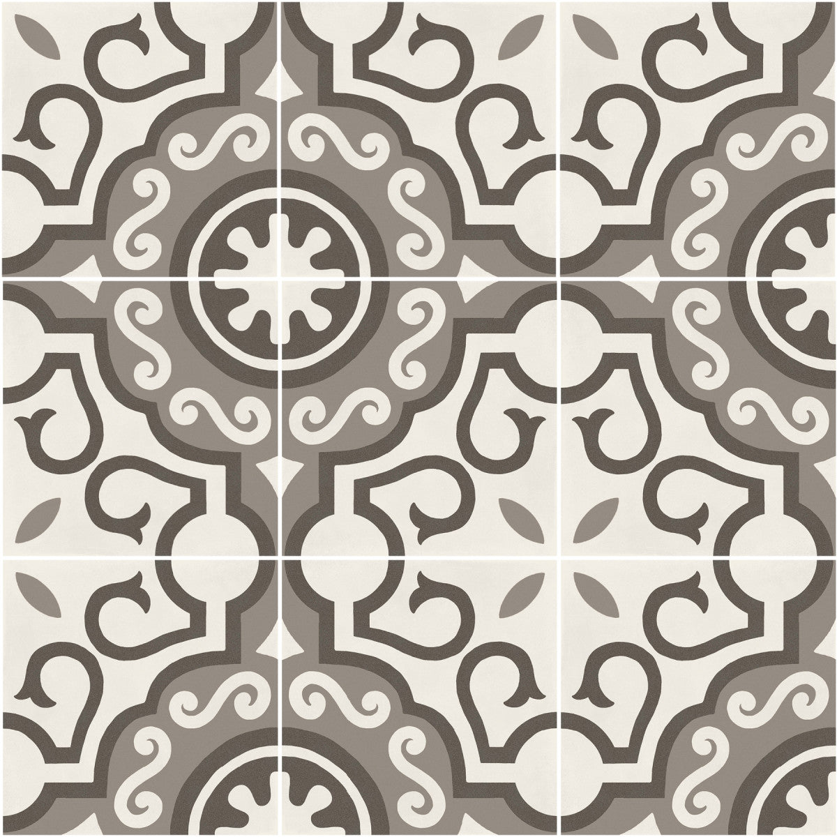 D_Segni Chalk/Mud/Midnight/Sand Blend 8x8 Parisian Decorative Tile Matte