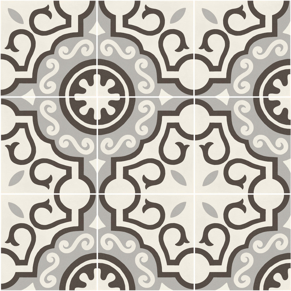 D_Segni Chalk/Midnight/Shadow/Smoke Blend 8x8 Parisian Decorative Tile Matte