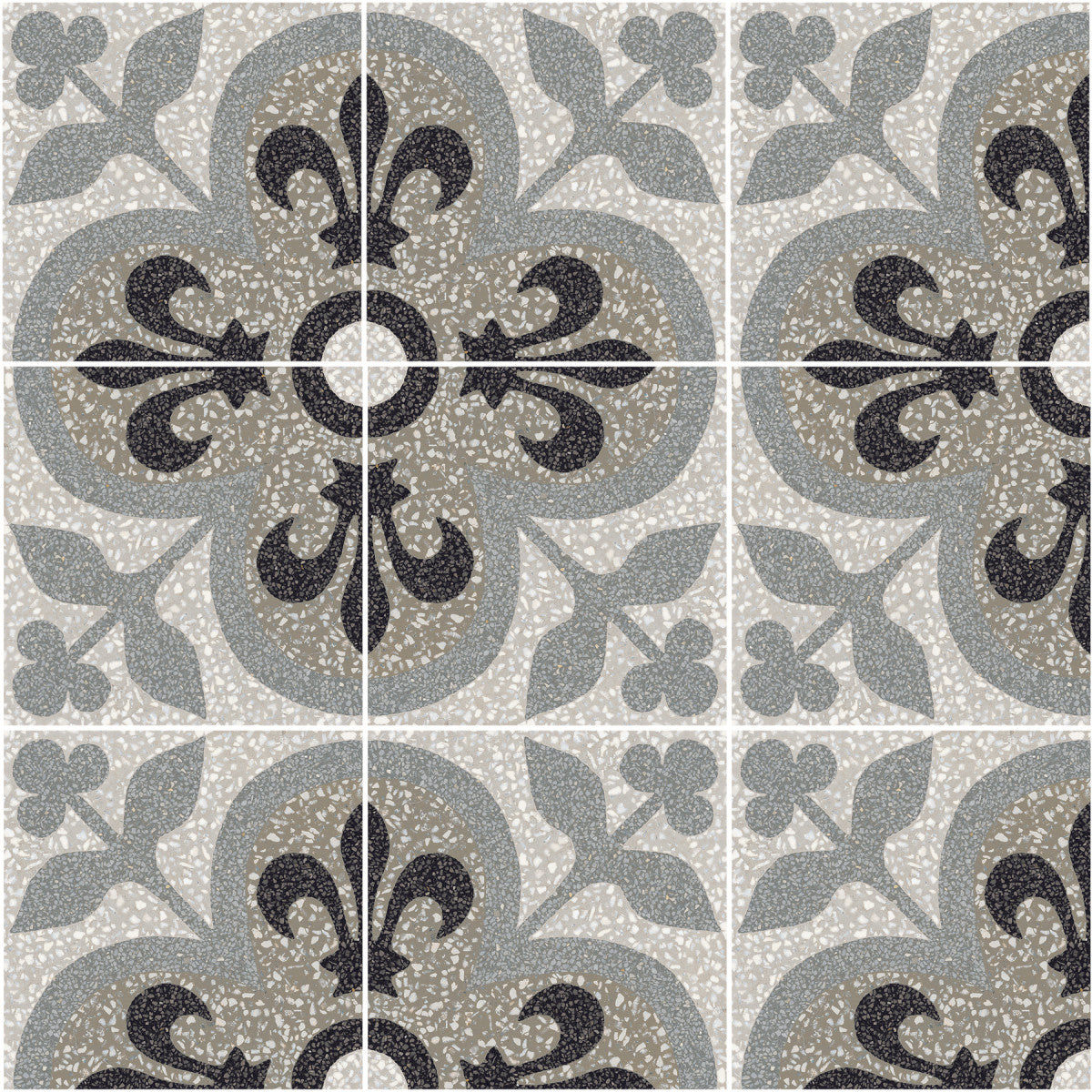 D_Segni Terrazzo Fleur-De-Lis 8x8 Fluer-De-Lis Decorative Tile Matte