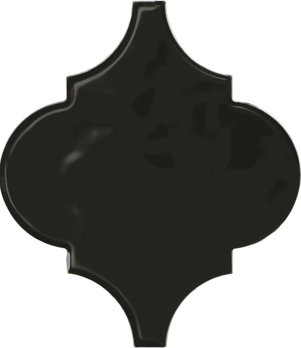 Playscapes Pitch Black 6" Arabesque Wall Tile Glossy