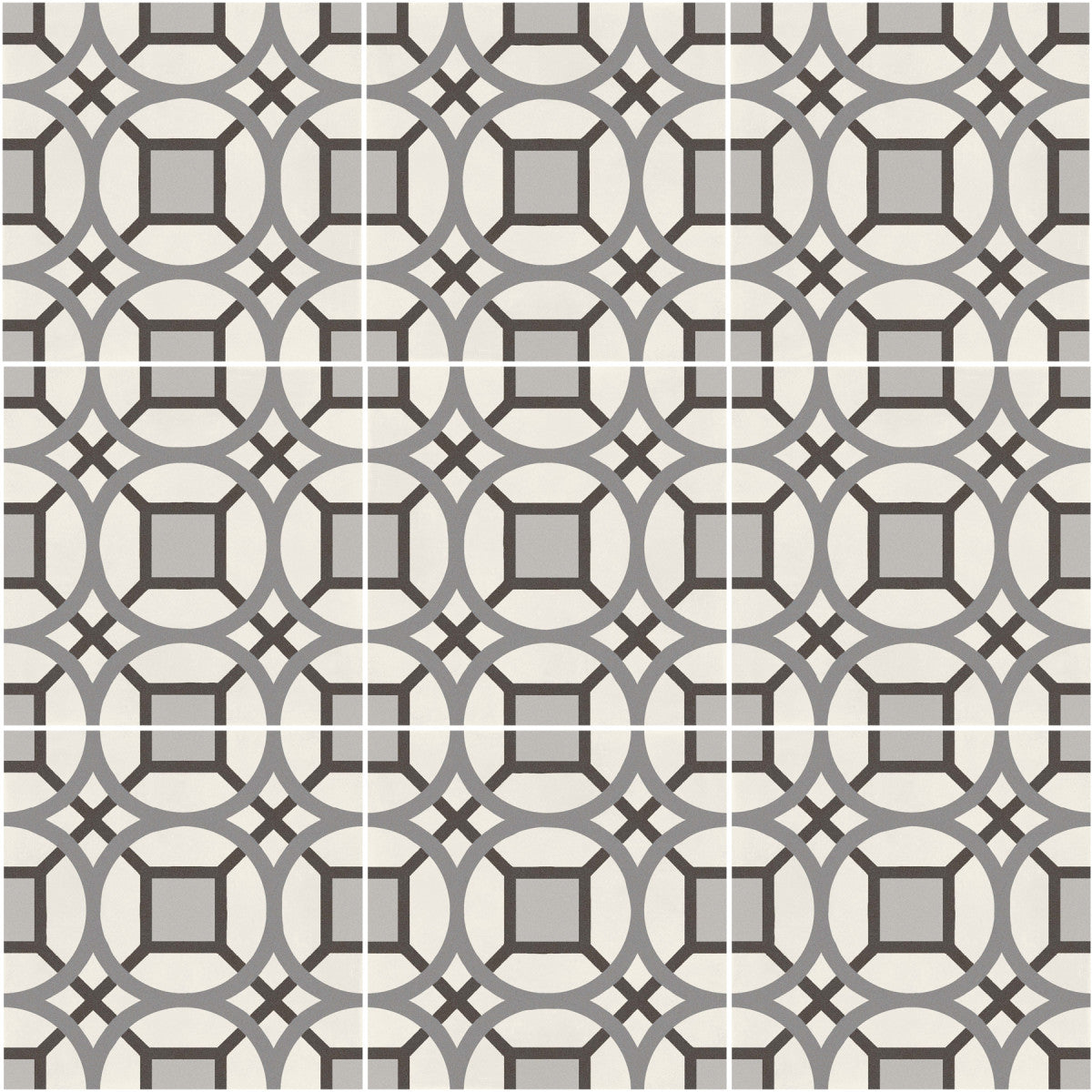 D_Segni Chalk/Midnight/Shadow/Smoke Blend 8x8 Kaleido Decorative Tile Matte