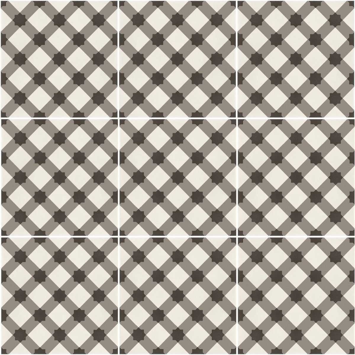 D_Segni Chalk/Mud/Midnight/Sand Blend 8x8 Plaid Decorative Tile Matte