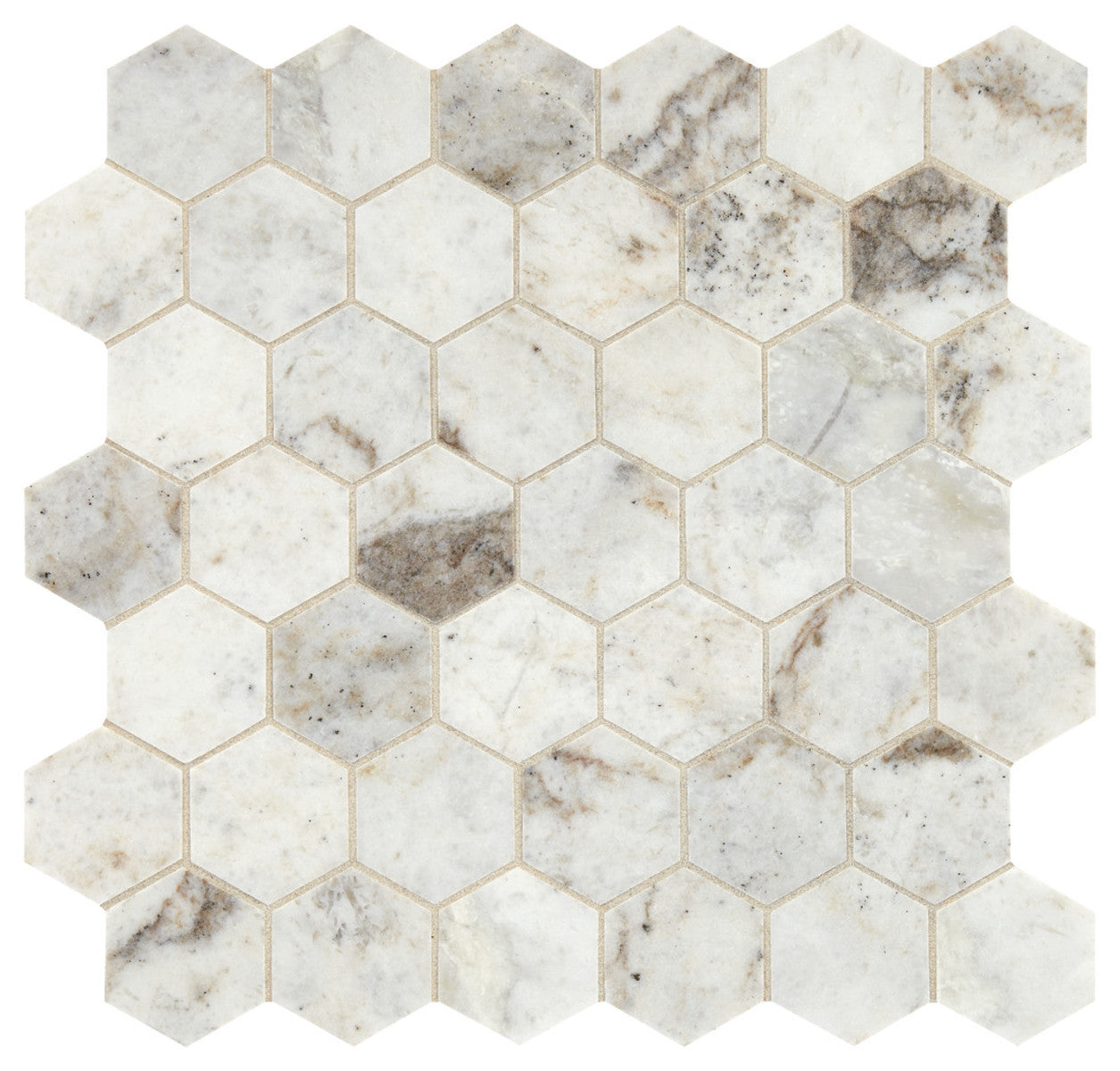 Presario Lumen White 2" Hexagon Mosaic Matte