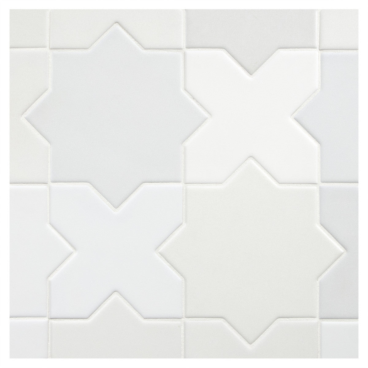 TrueTones Porcelain 16 Shades Of White Matte Crossing Star Pattern