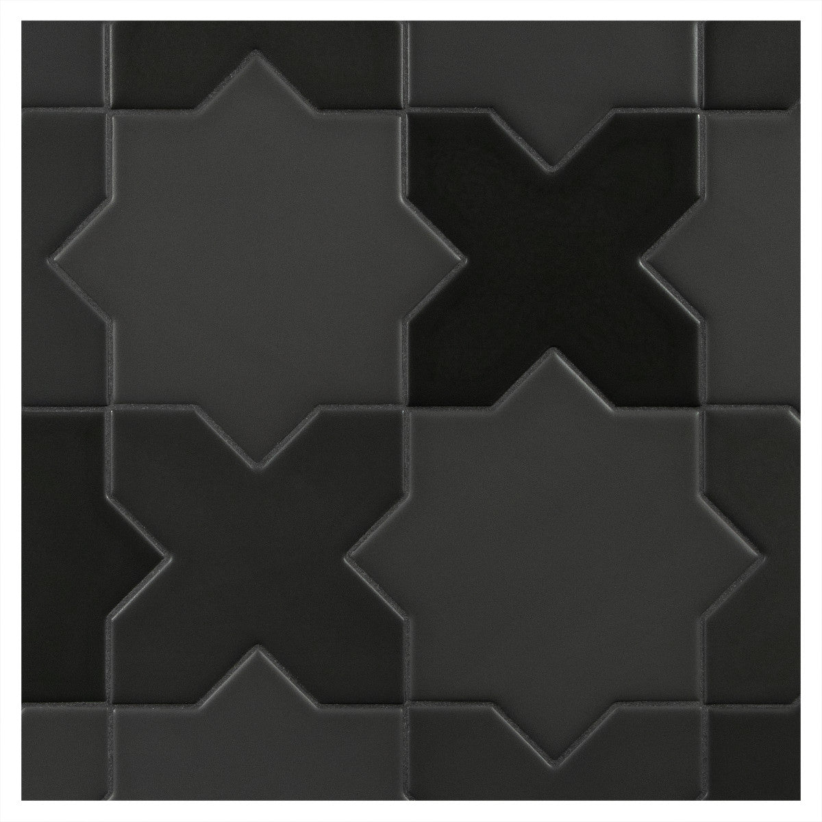 TrueTones Porcelain 16 Shades Of Black Matte Crossing Star Pattern