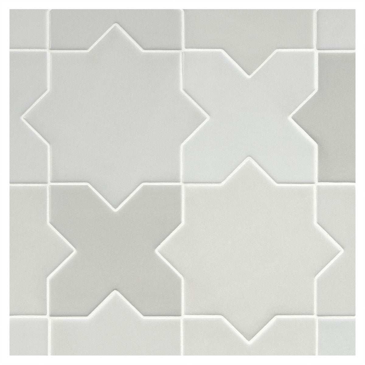 TrueTones Porcelain 16 Shades Of Cashmere Grey Matte Crossing Star Pattern