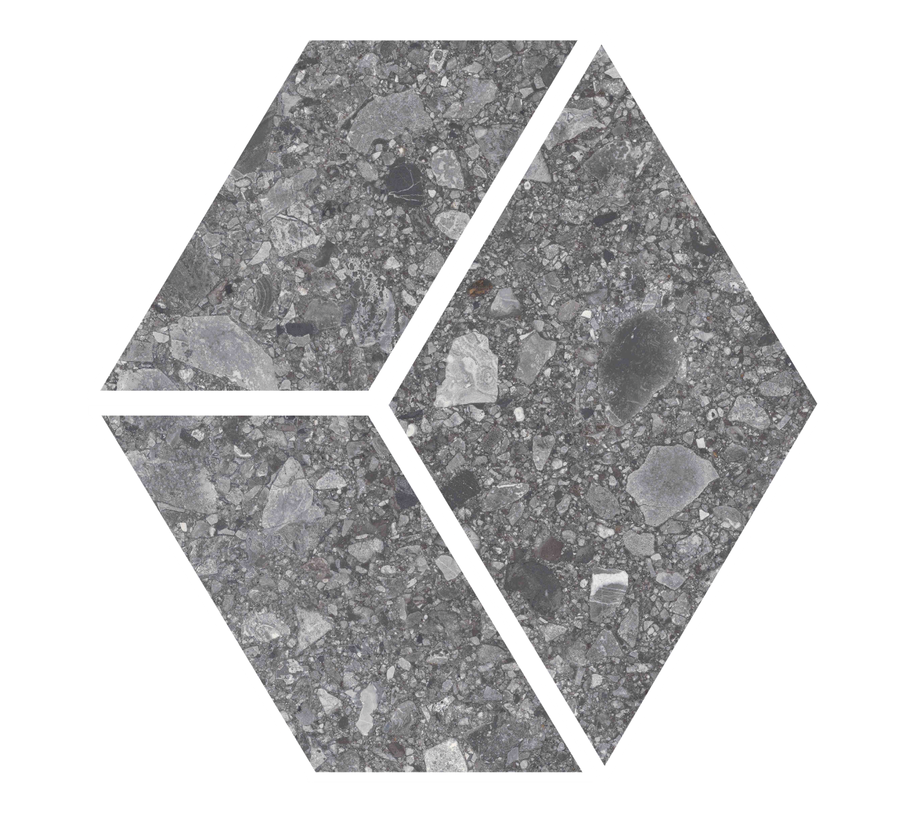 Santiago Dark Gray 3D Hex Mosaic Rectified
