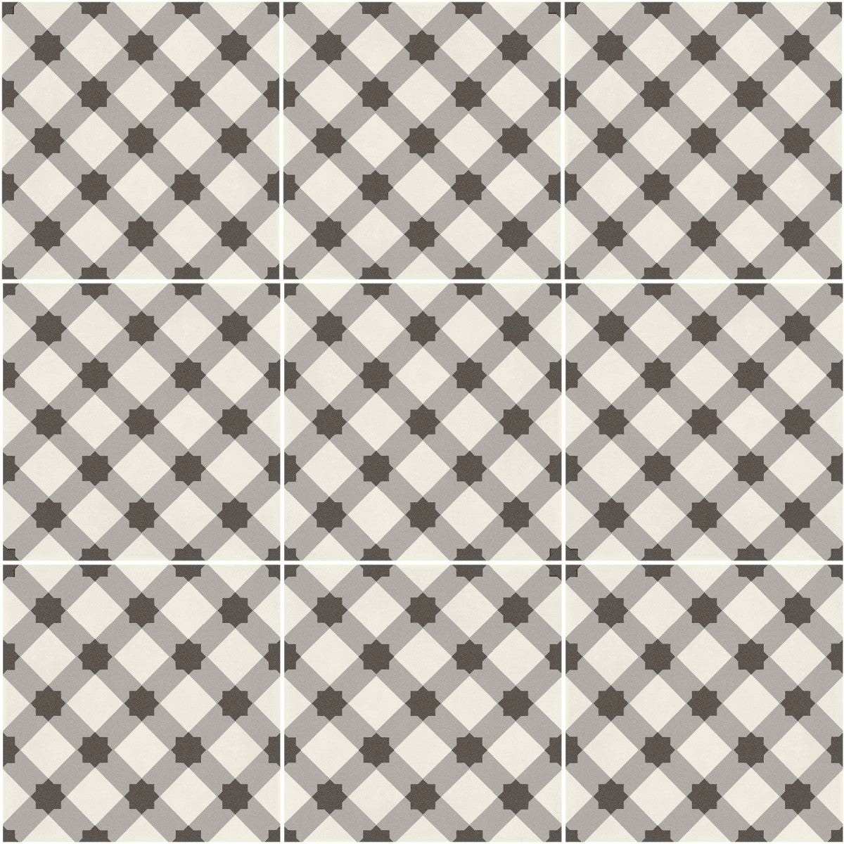 D_Segni Chalk/Midnight/Shadow/Smoke Blend 8x8 Plaid Decorative Tile Matte