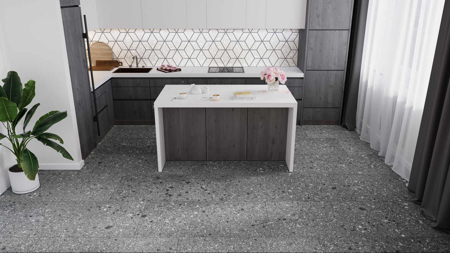 Santiago Light Gray 3D Hex Mosaic Rectified