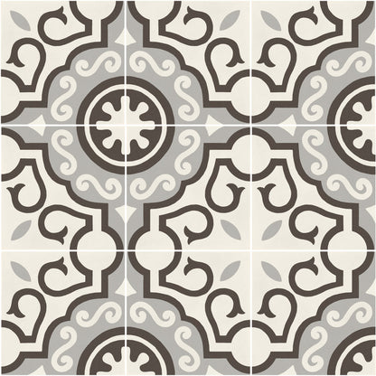 D_Segni Chalk/Midnight/Shadow/Smoke Blend 8x8 Parisian Decorative Tile Matte