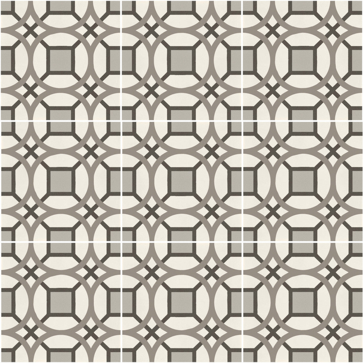 D_Segni Chalk/Mud/Smoke/Midnight/Sand Blend 8x8 Kaleido Decorative Tile Matte