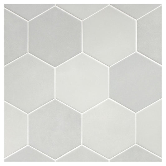 TrueTones Porcelain 16 Shades Of Cashmere Grey Matte 5-1/2" Hexagon
