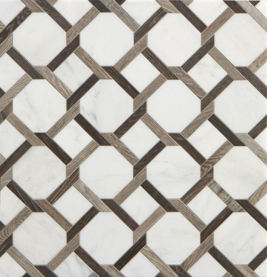 Sterling Row Charcoal 8x8 Rattan Decorative Tile Matte