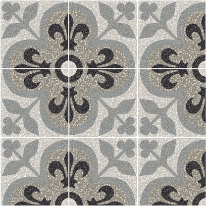 D_Segni Terrazzo Fleur-De-Lis 8x8 Fluer-De-Lis Decorative Tile Matte