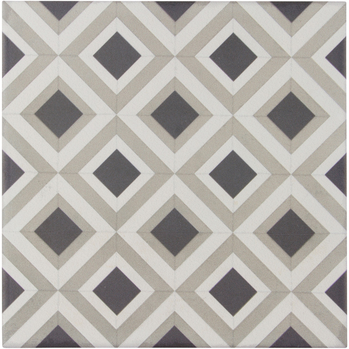 Encaustic Echoes Obsidian 8x8 Formation Decorative Tile