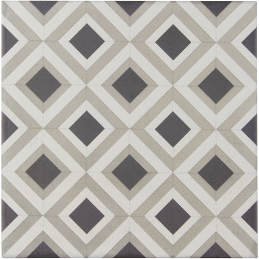 Encaustic Echoes Obsidian 8x8 Formation Decorative Tile
