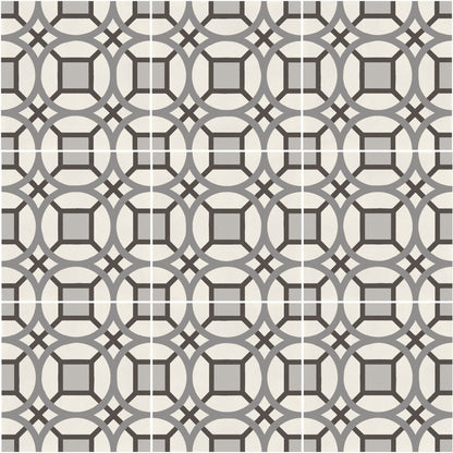 D_Segni Chalk/Midnight/Shadow/Smoke Blend 8x8 Kaleido Decorative Tile Matte