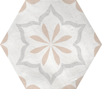 Eden Ivory 5-1/2x6 Hexagon Deco Matte