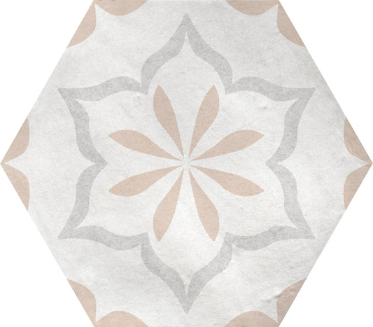 Eden Ivory 5-1/2x6 Hexagon Deco Matte