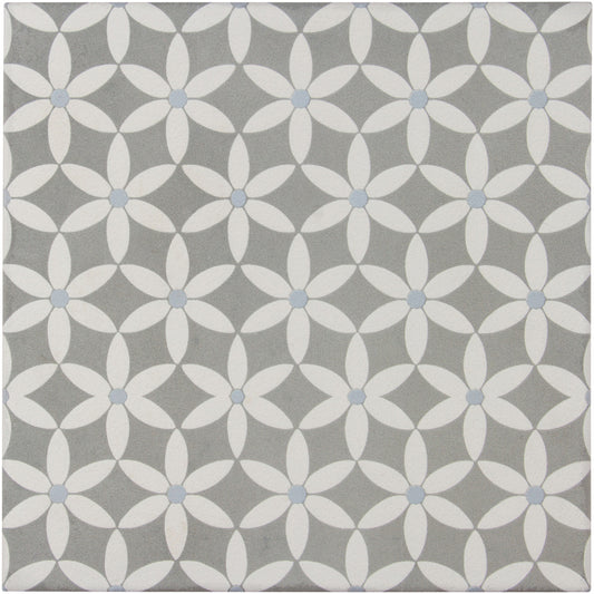 Encaustic Echoes Lapis 8x8 Bloom Decorative Tile