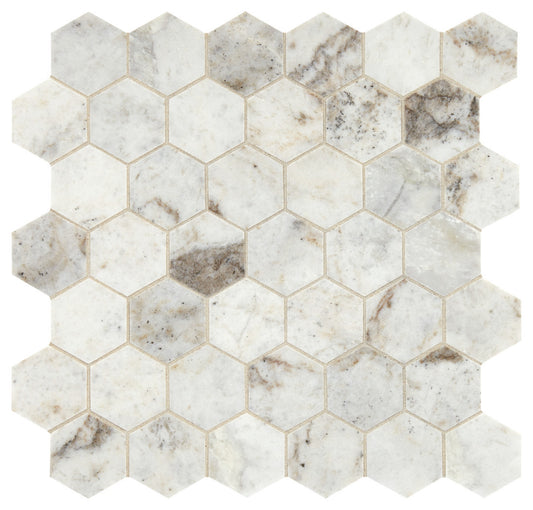 Presario Lumen White 2" Hexagon Mosaic Matte