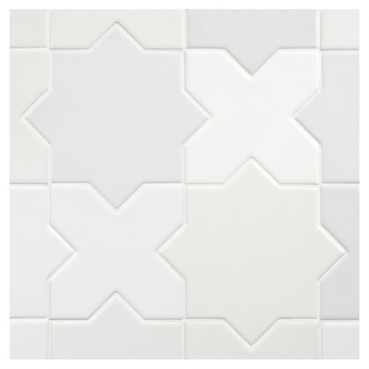 TrueTones Porcelain 16 Shades Of White Matte Crossing Star Pattern