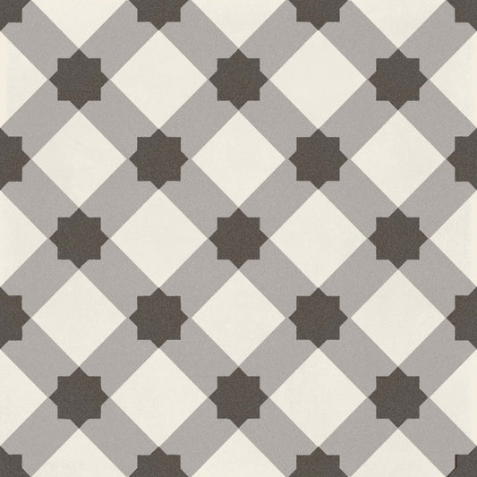 D_Segni Chalk/Midnight/Shadow/Smoke Blend 8x8 Plaid Decorative Tile Matte