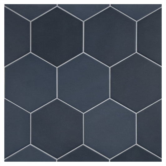 TrueTones Porcelain 16 Shades Of Twilight Blue Matte 5-1/2" Hexagon