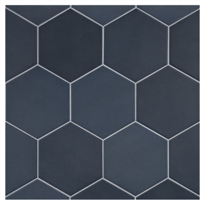TrueTones Porcelain 16 Shades Of Twilight Blue Matte 5-1/2" Hexagon