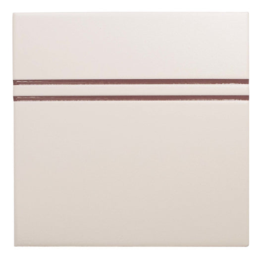 Point and Dash Neutral Burgundy 6x6 Dash Decorative Tile