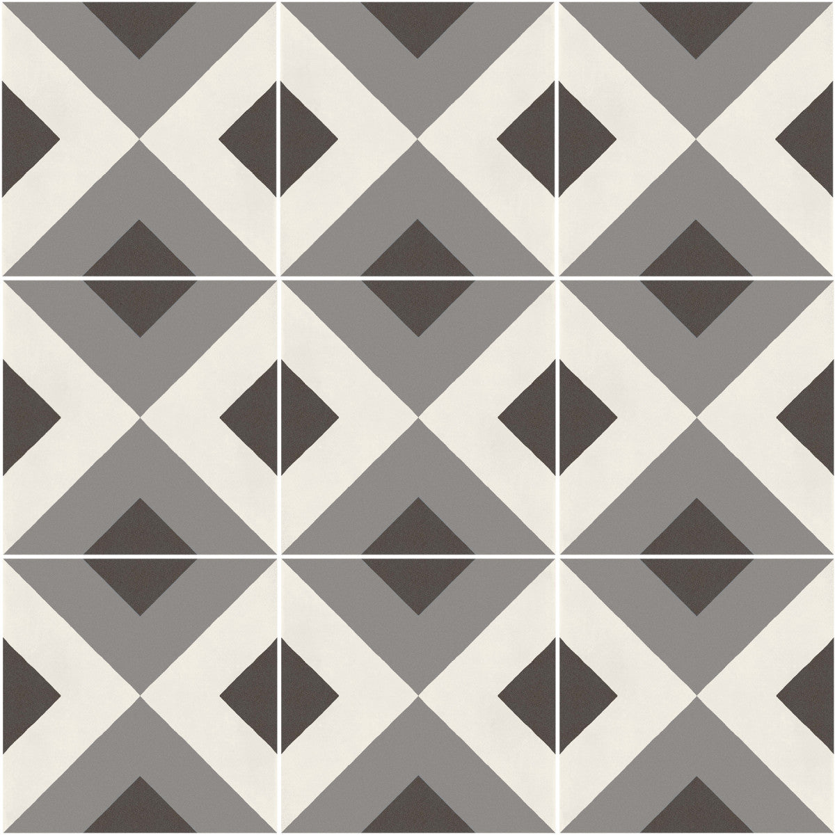 D_Segni Chalk/Midnight/Shadow/Smoke Blend 8x8 Double Diamond Decorative Tile Matte