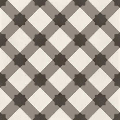 D_Segni Chalk/Mud/Midnight/Sand Blend 8x8 Plaid Decorative Tile Matte
