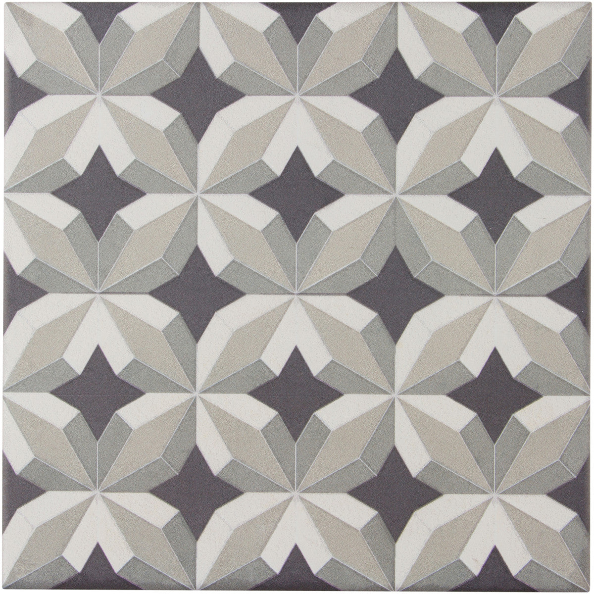Encaustic Echoes Obsidian 8x8 Flourish Decorative Tile