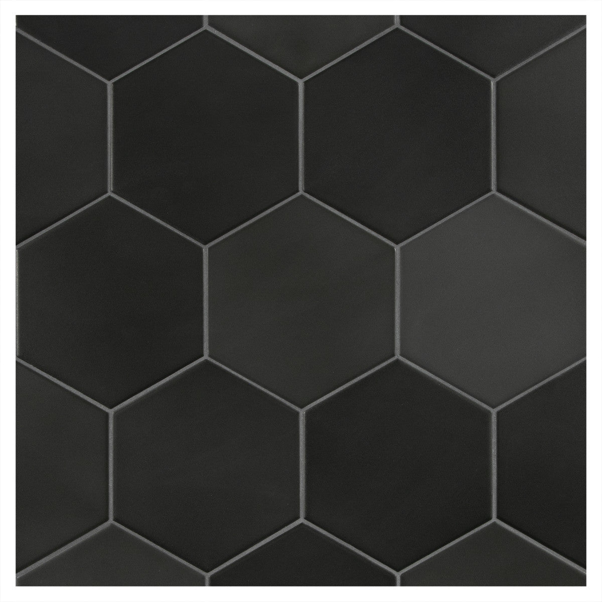 TrueTones Porcelain 16 Shades Of Black  Matte 5-1/2" Hexagon